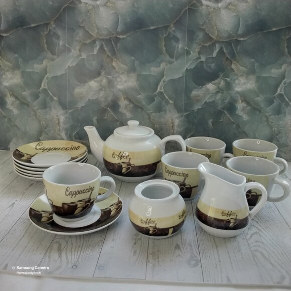 T. Bavaria Germany Cappuccino Pot Cups & Saucers 15 Pc. Set Mid 20th Century - Picture 2 of 11